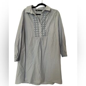 Zara blue long sleeve collar dress